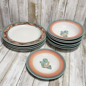 11 RARE‎ Meiwa Southwest Cactus Style Dinnerware Plates Bowls FOR REPLACMENT